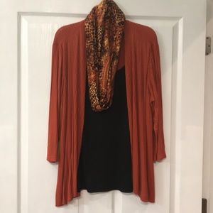 Cute cardigan look top with scarf